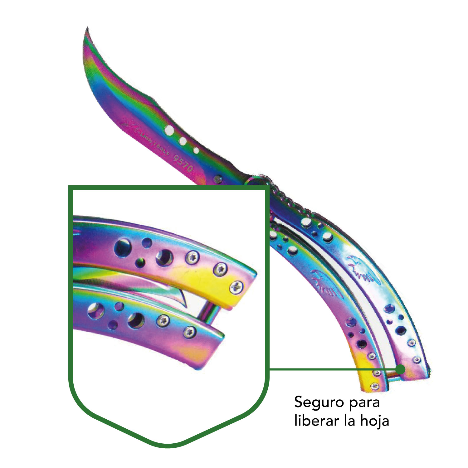 Navaja Cuchillo Mariposa Tornasol Tactica Balisong Acero Inoxidable