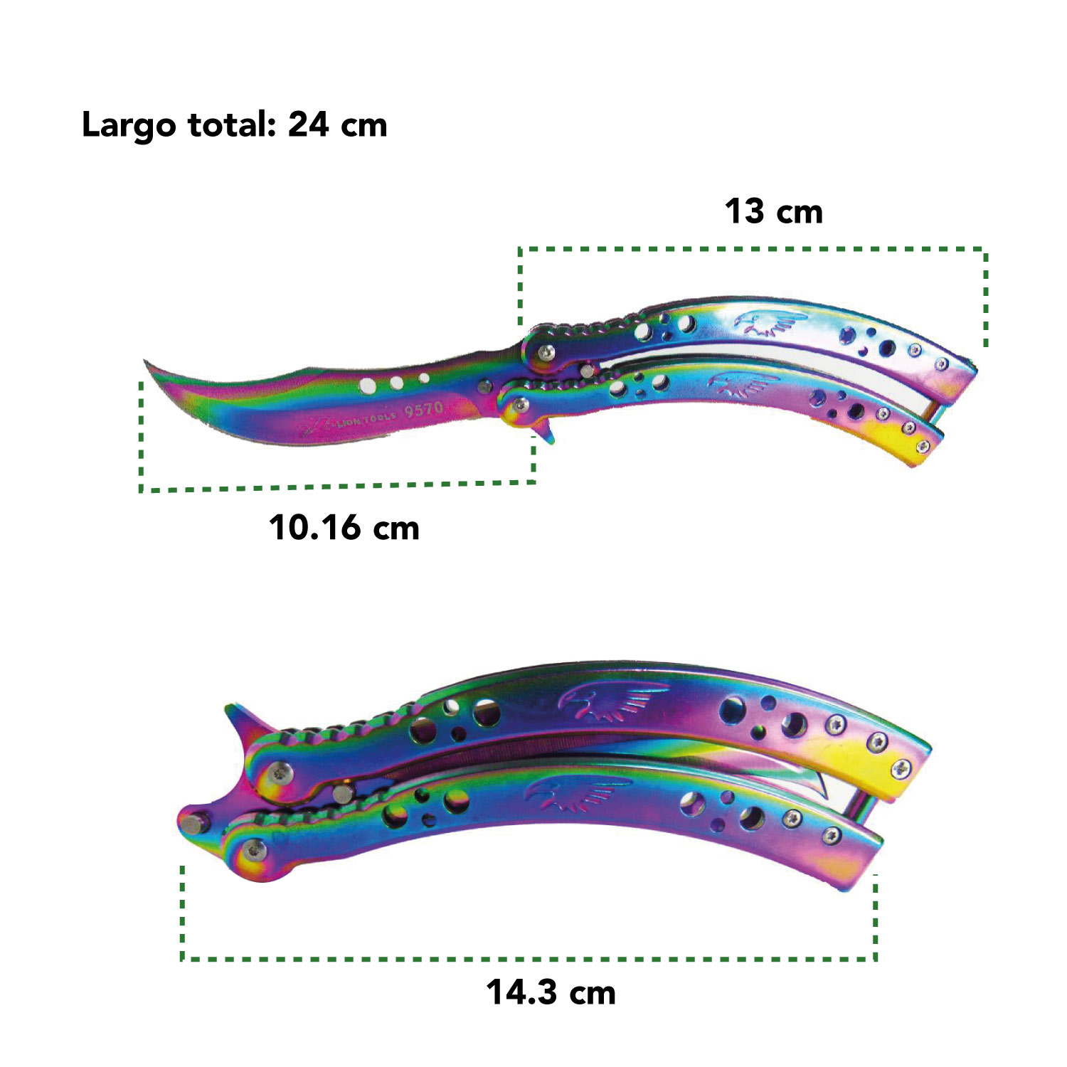 Navaja Cuchillo Mariposa Tornasol Tactica Balisong Acero Inoxidable