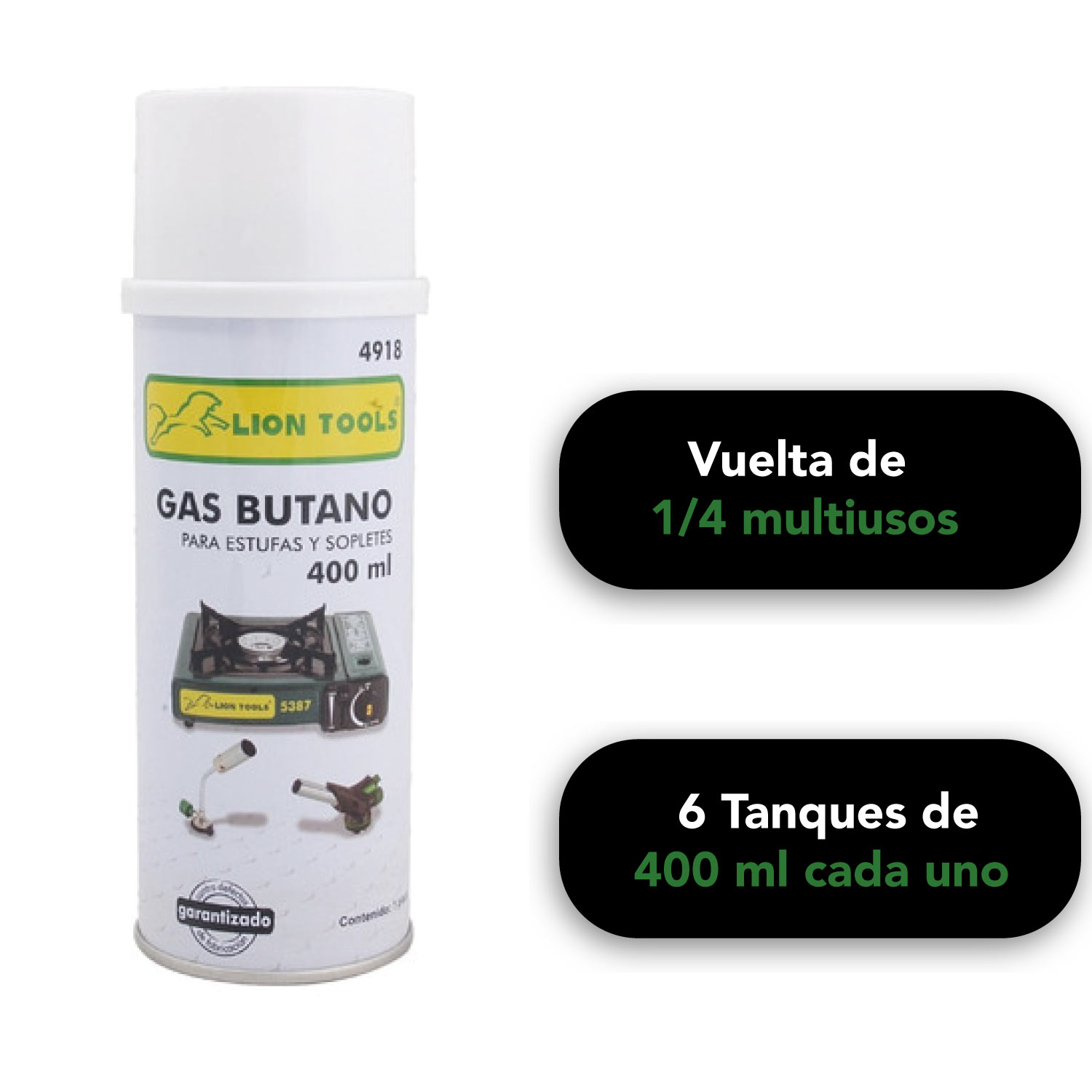 Gas Butano Paquete 6 Piezas De 400 Ml 1/4 Vuelta Multiusos Para Estufa Sopleta Lampara