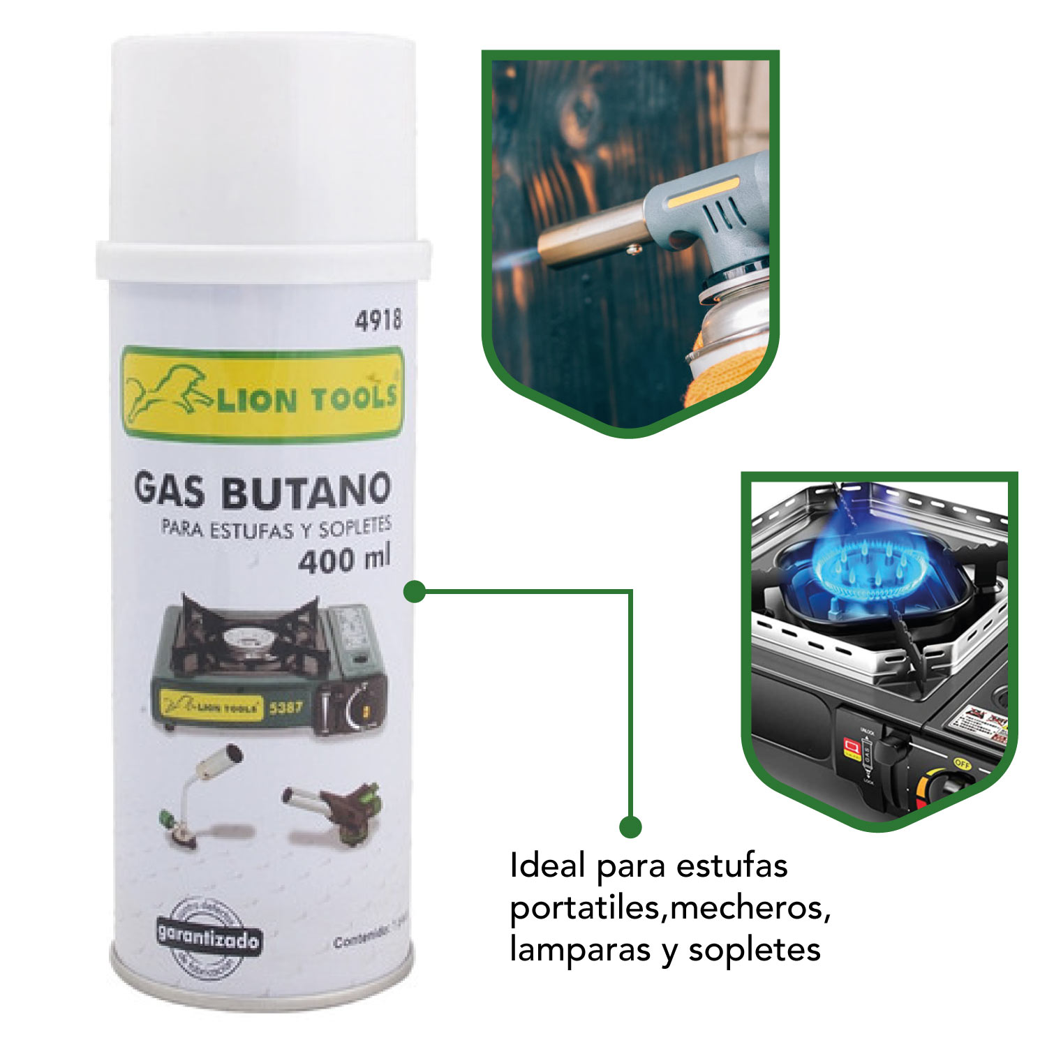 Gas Butano Paquete 6 Piezas De 400 Ml 1/4 Vuelta Multiusos Para Estufa Sopleta Lampara