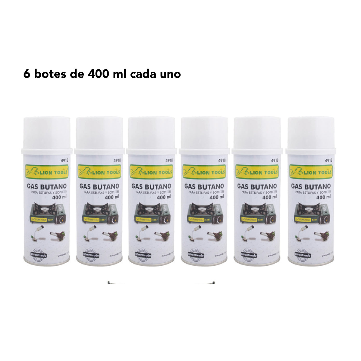 Gas Butano Paquete 6 Piezas De 400 Ml 1/4 Vuelta Multiusos Para Estufa Sopleta Lampara