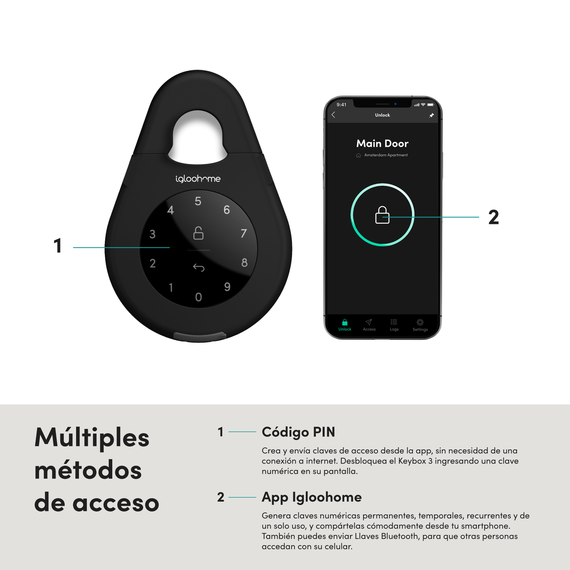 Caja de Llaves Inteligente igloohome. PIN Bluetooth - Ideal para Airbnb