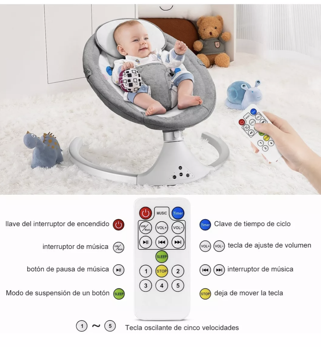 Columpio Mecedora Electrica FUNBU Para Bebe Mosquitero Cuna