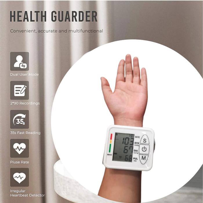 Baumanómetro de mano MXPUA-001-14 1Pza Blanco LCD 2 Pilas AA 135 a 195mm Diámetro Muñeca PressuMatic