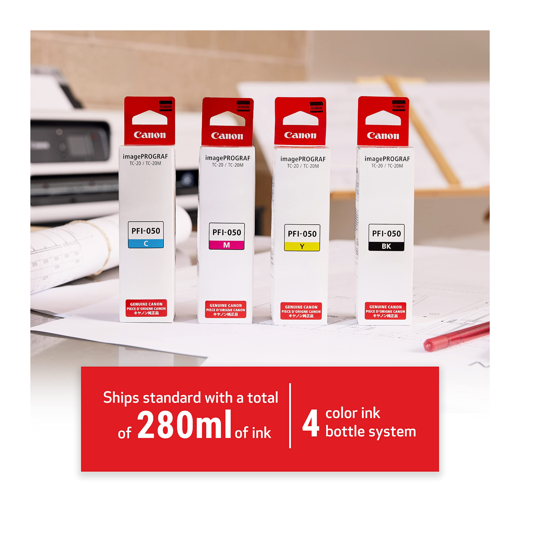 Combo tintas canon pfi-050 c/y/m/bk p/plotter tc20