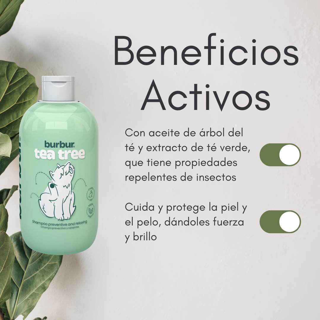 Burbur Shampoo Tea Tree para Perros y Gatos Repelente de 400 ml