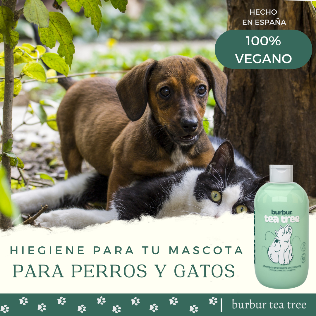 Burbur Shampoo Tea Tree para Perros y Gatos Repelente de 400 ml