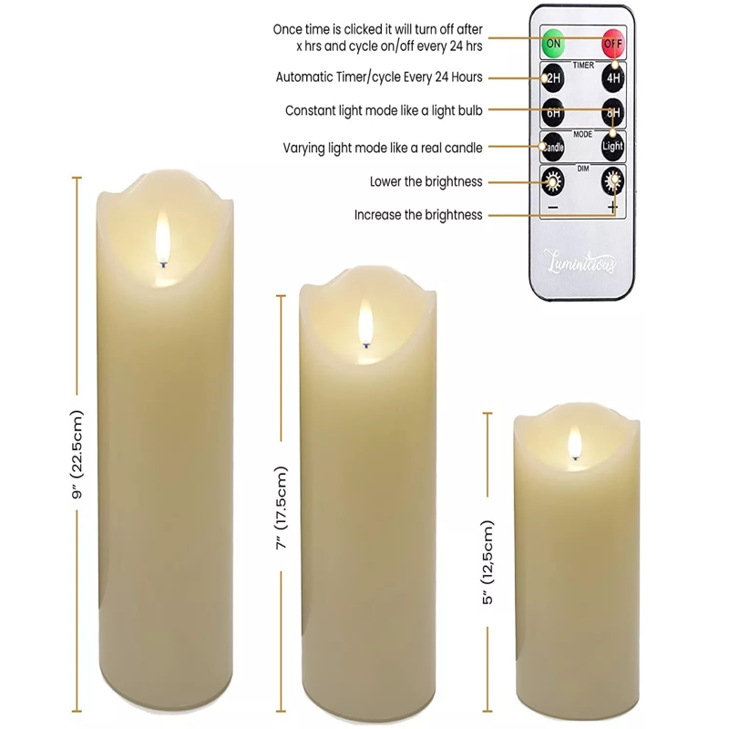 Velas Led Sin Llama 3d Parpadeante Led Temporizador Control