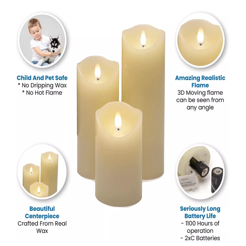 Velas Led Sin Llama 3d Parpadeante Led Temporizador Control
