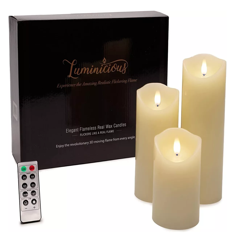 Velas Led Sin Llama 3d Parpadeante Led Temporizador Control