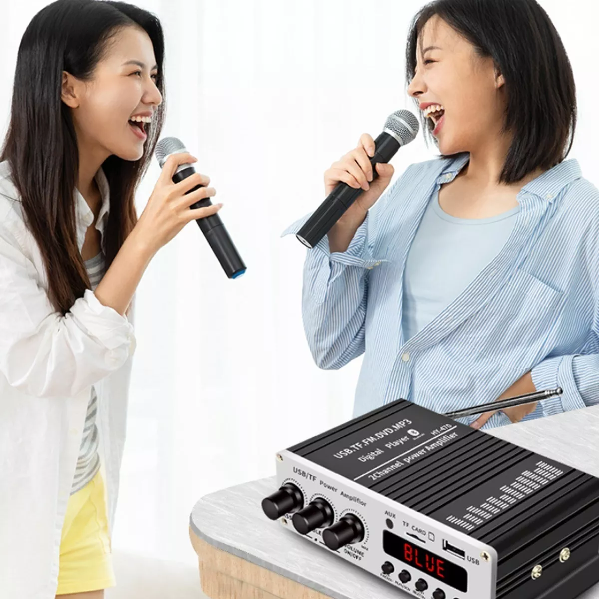 Amplificador Auto Moto Casa 12v Fm Usb Tf Bluetooth Aux Mp3