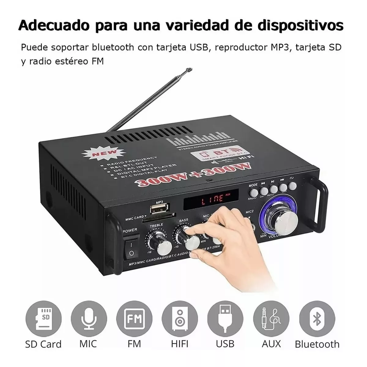 Hifi Bluetooth Stereo Audio Amplifier 2 Channels 600w