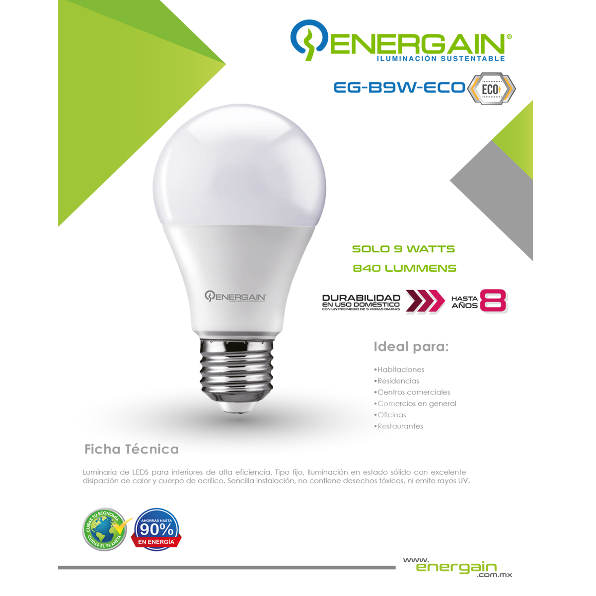 Energain Foco Led Sixpack EG-B9W-ECO-F