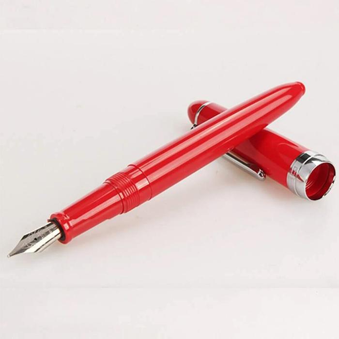 Bolígrafo Tipo Fuente con Tintas MXRRL-009-2 1pza 0,5mm Punta Rojo 1 Tinta Roja Acero Inoxidable Para Cartucho SmallCartri 3,4mm, RedPearl