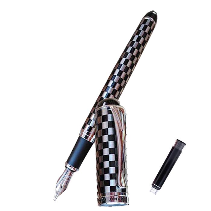 Plumas Fuente Punta Fina MXBKA-010-1 2pzas 0,5mm Punta PlataNegro 2 Tintas Rojas Acero Inoxidable Para Cartucho SmallCartri 3,4mm, SilBlack