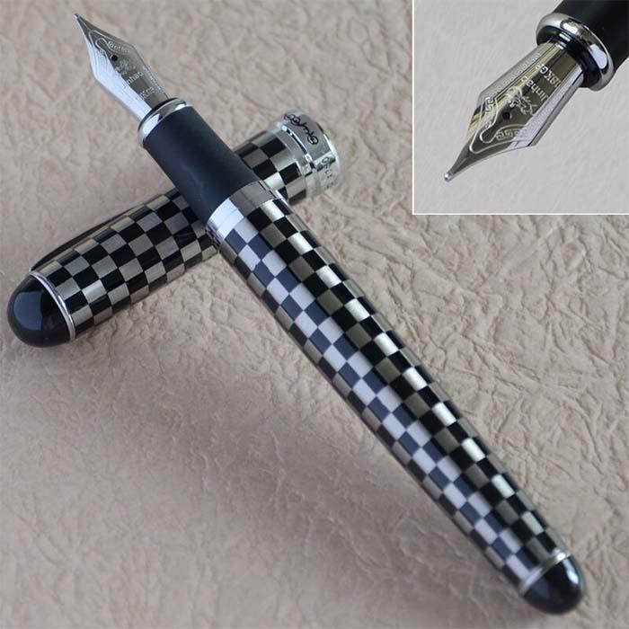 Plumas Fuente Punta Fina MXBKA-010-1 2pzas 0,5mm Punta PlataNegro 2 Tintas Rojas Acero Inoxidable Para Cartucho SmallCartri 3,4mm, SilBlack