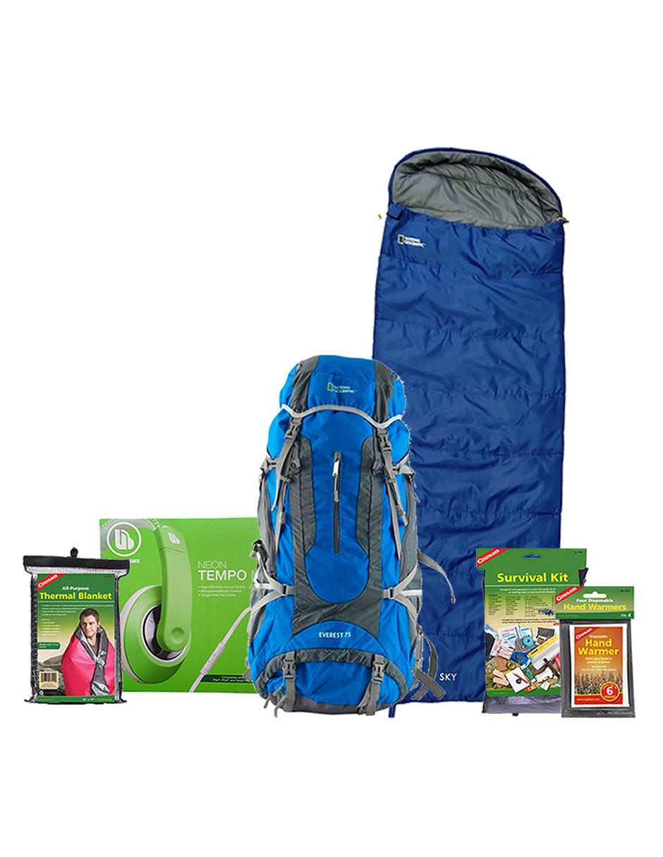 Sleeping Sky Azul NatGeo/ Mochila Hidrat Everest 75 Lts Natgeo/ Kit de Supervivencia Coghlans