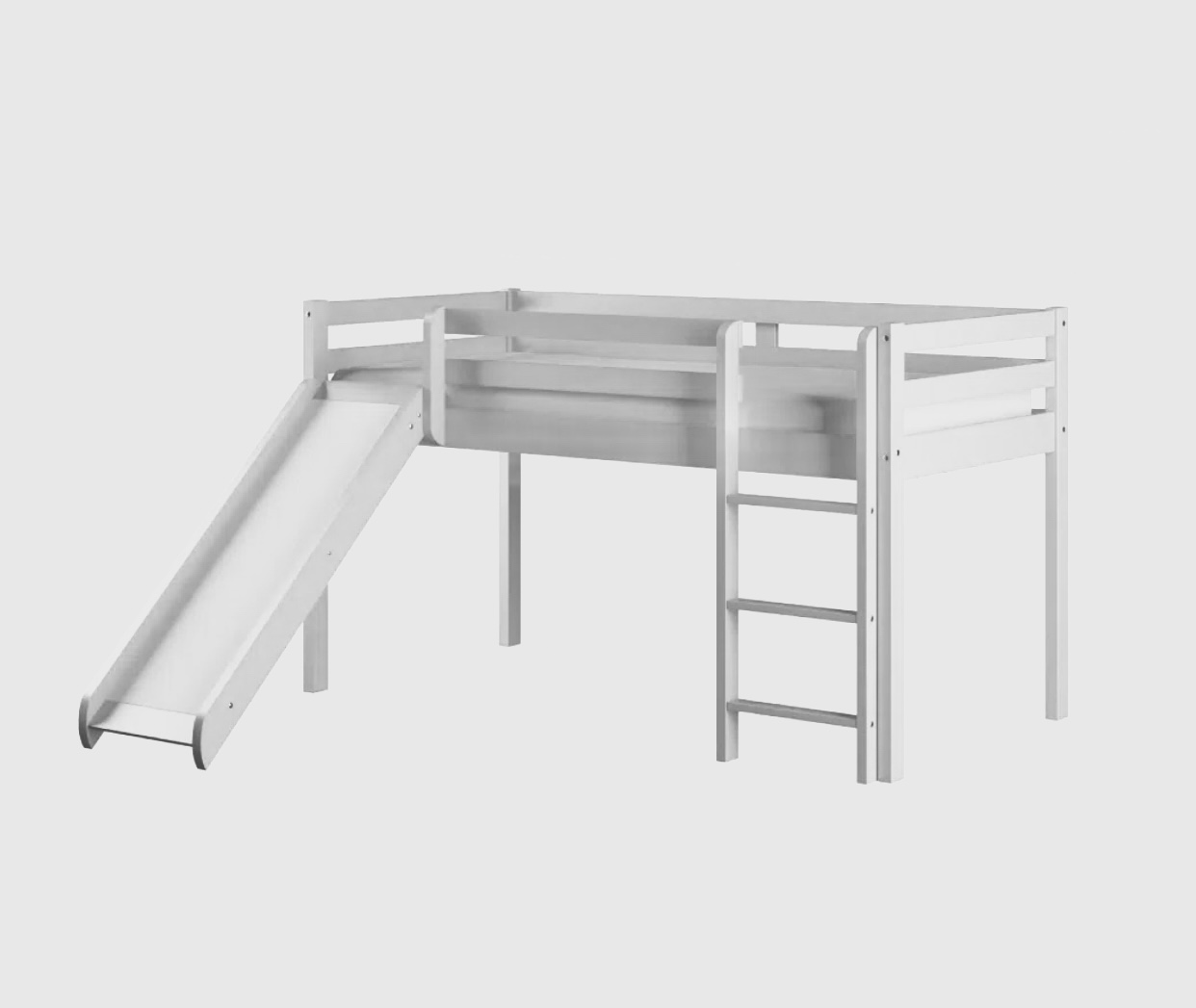 Cama con Resbaladilla Infantil de madera mod. Blanco 