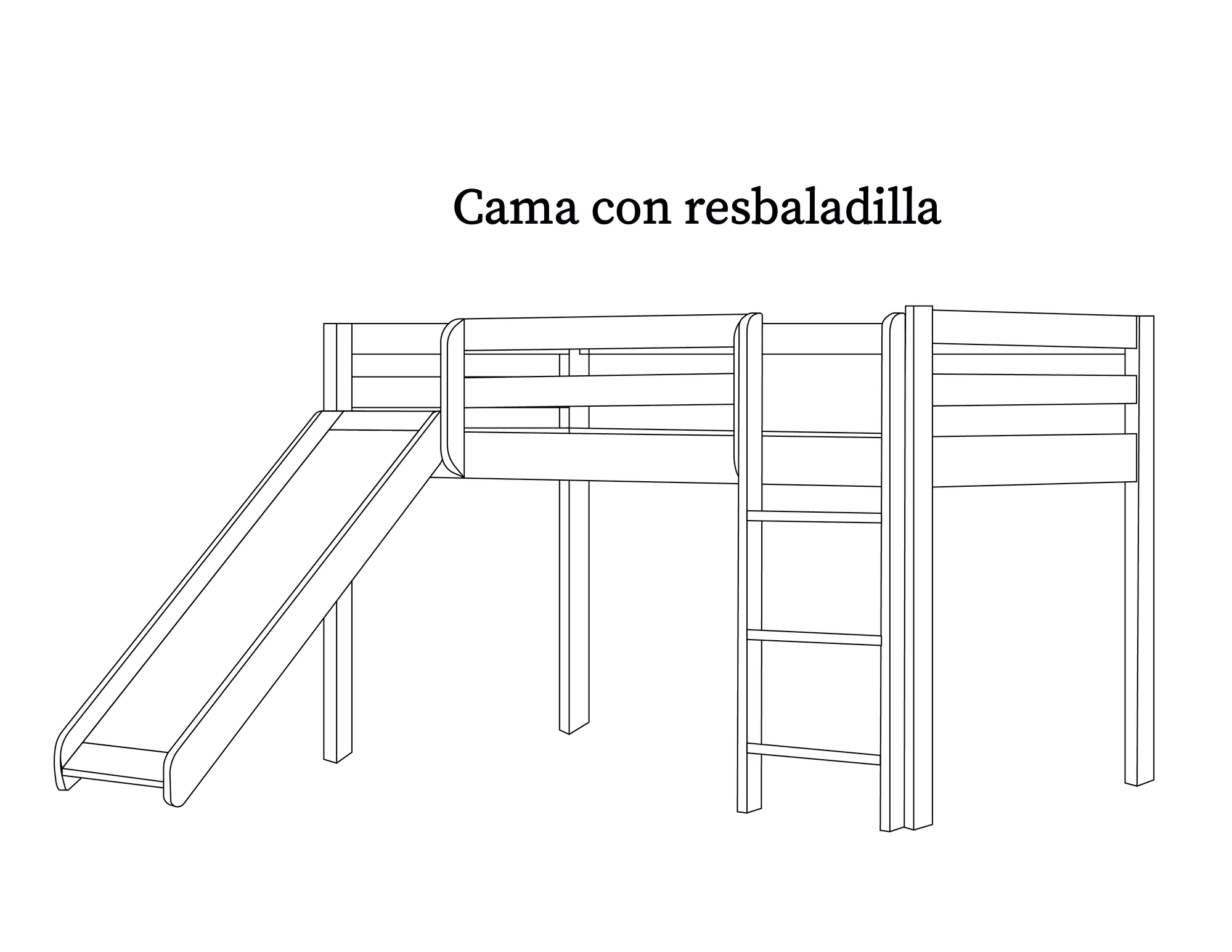 Cama con Resbaladilla Infantil de madera mod. Gris