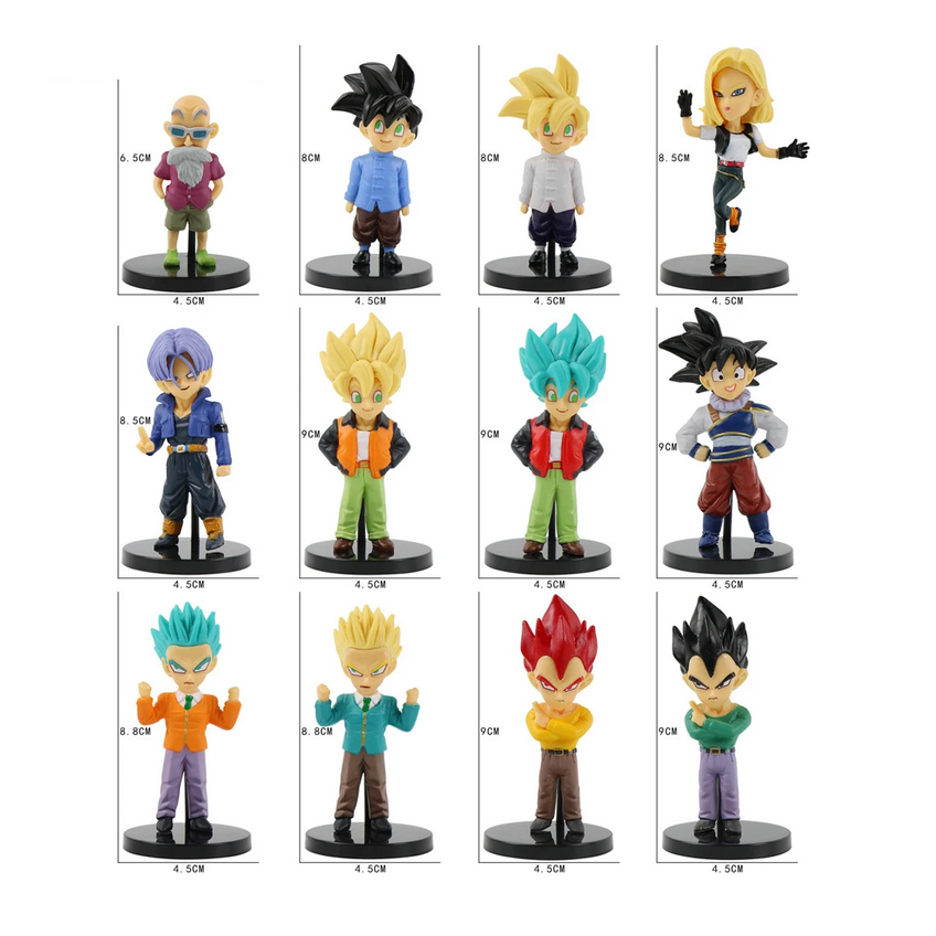 Kit 12 Juguetes Muñecos Dragon Ball Z Super Goku, Vegeta, Trunks, No.18, Gohan, etc
