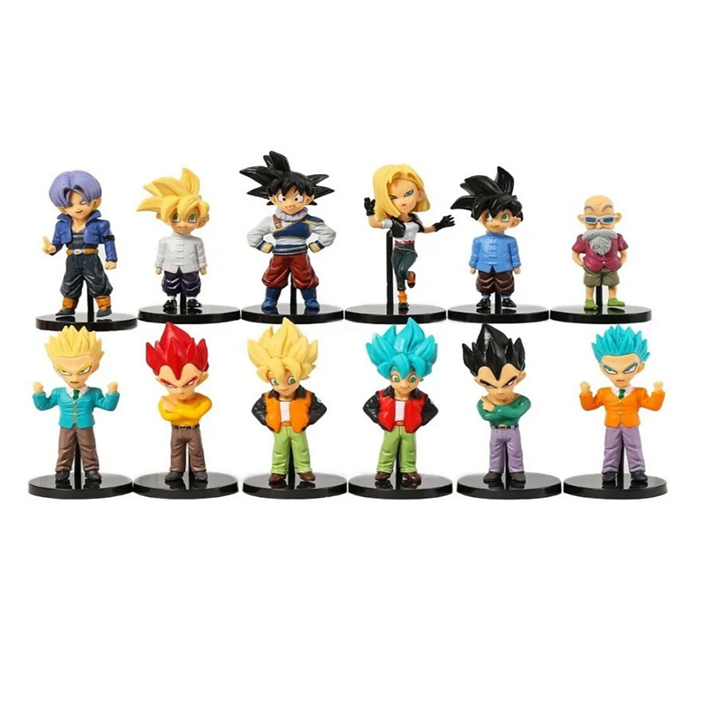 Kit 12 Juguetes Muñecos Dragon Ball Z Super Goku, Vegeta, Trunks, No.18, Gohan, etc