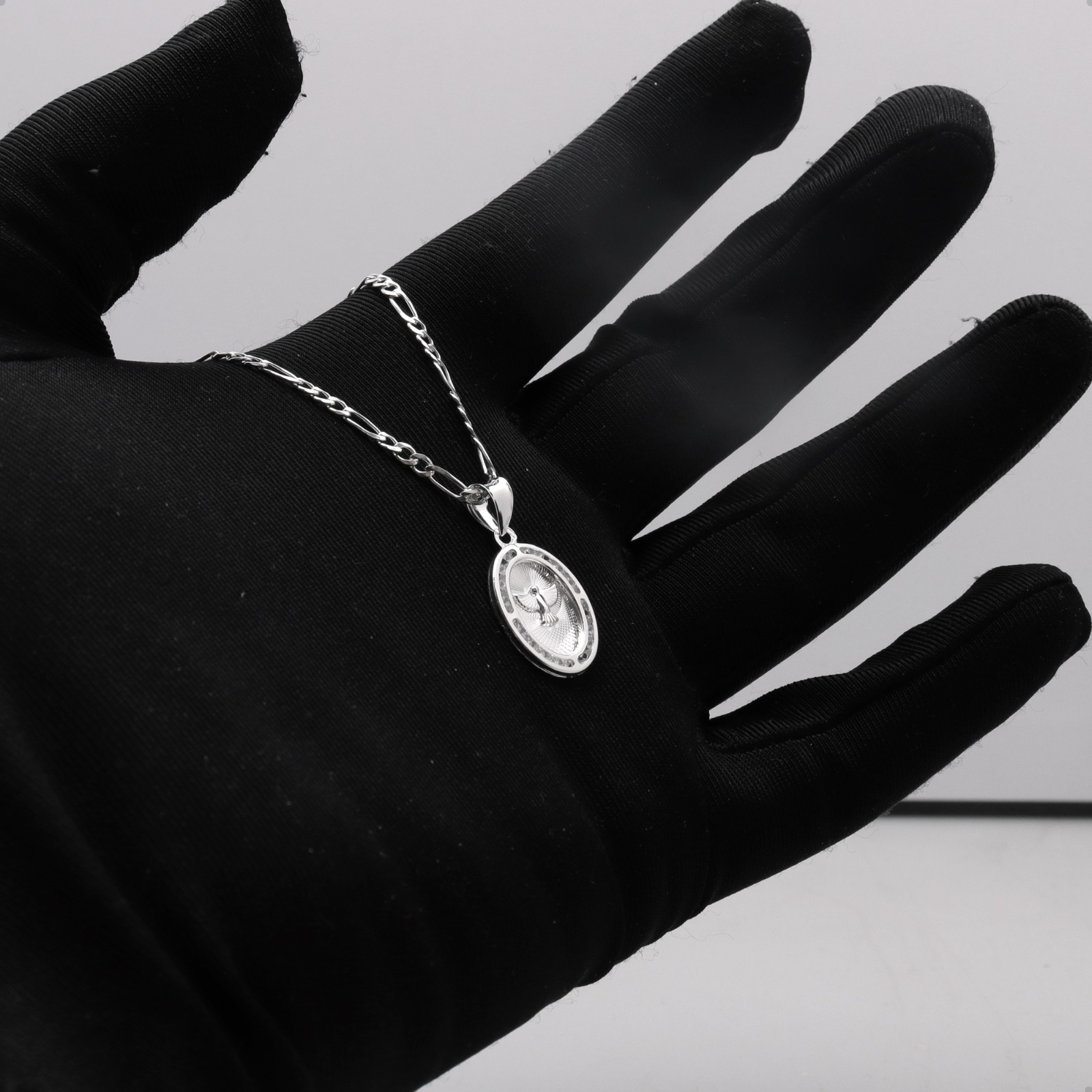 Cadena Con Dije Espíritu Santo Figaro Plata Ley 925 Bautizo