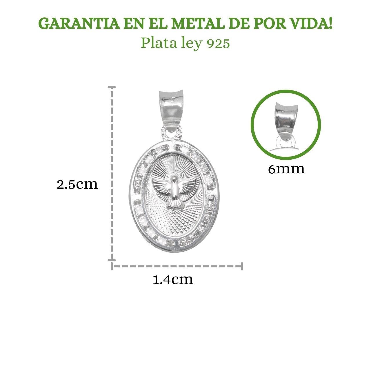 Cadena Con Dije Espíritu Santo Figaro Plata Ley 925 Bautizo