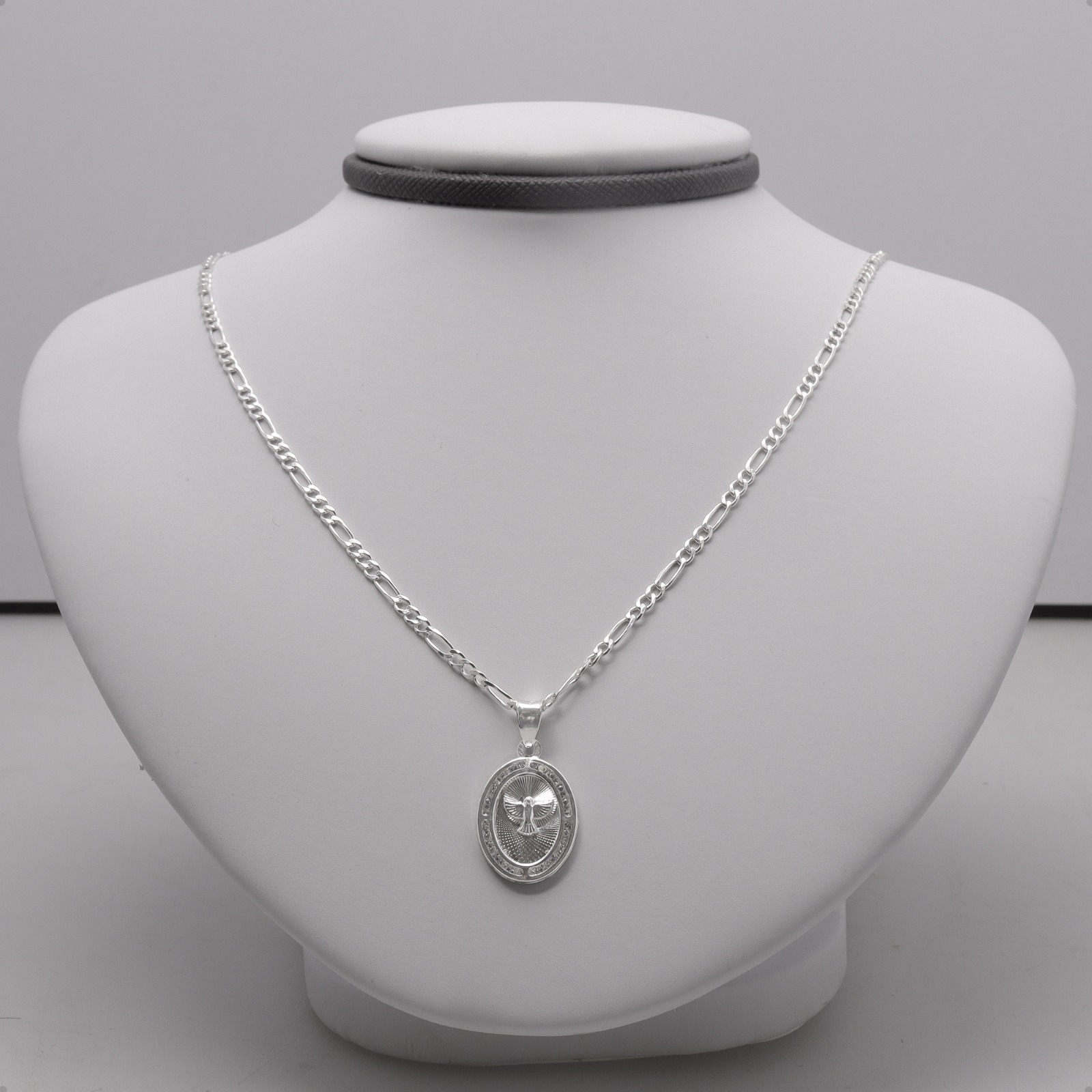 Cadena Con Dije Espíritu Santo Figaro Plata Ley 925 Bautizo