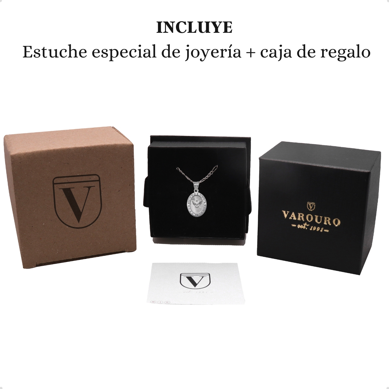 Cadena Con Dije Espíritu Santo Figaro Plata Ley 925 Bautizo
