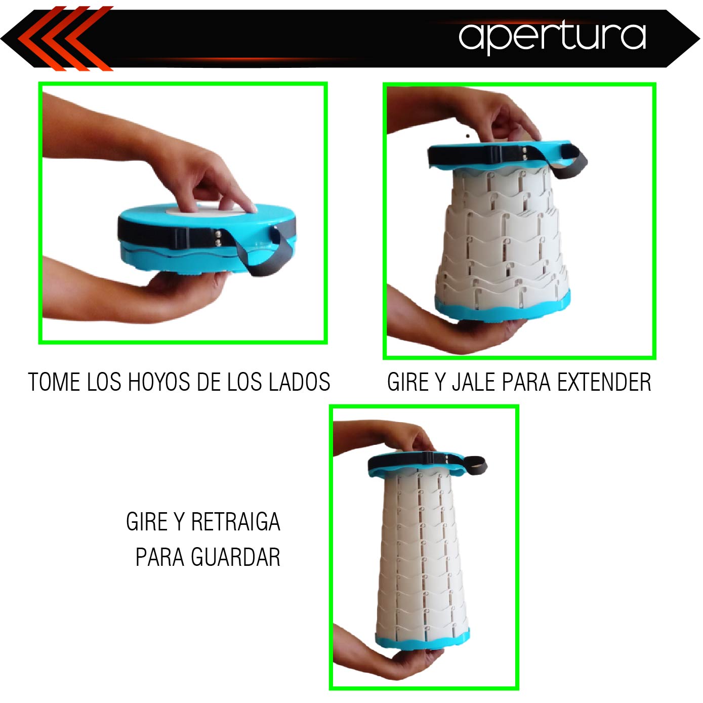 Taburete color Blanco Banco Plegable Silla Portátil Retráctil