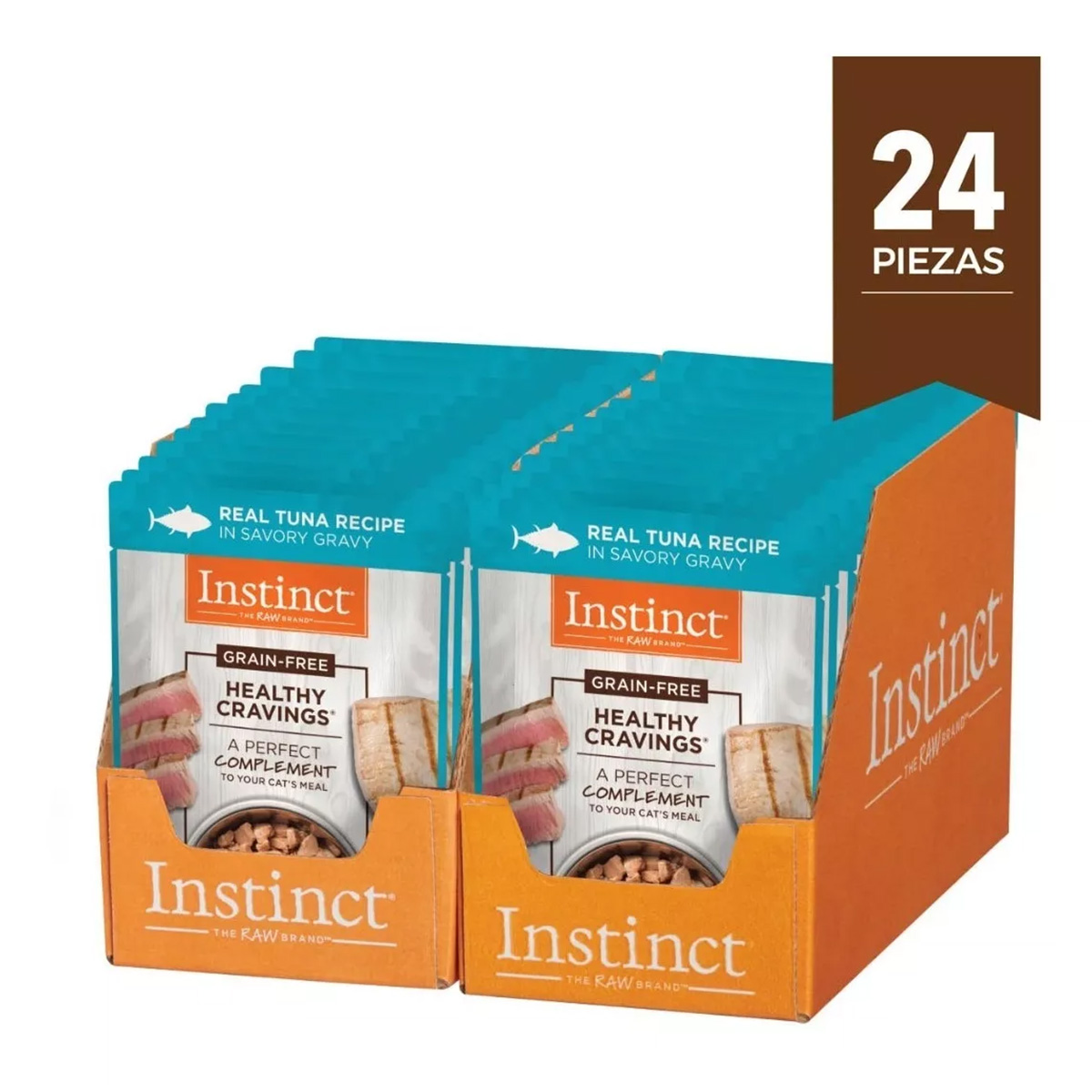 Instinct Alimento Húmedo Healthy Cravings para Gatos con Carne de Atún y libre de granos, 24 pack, sobres de 85 gramos c/u. 
