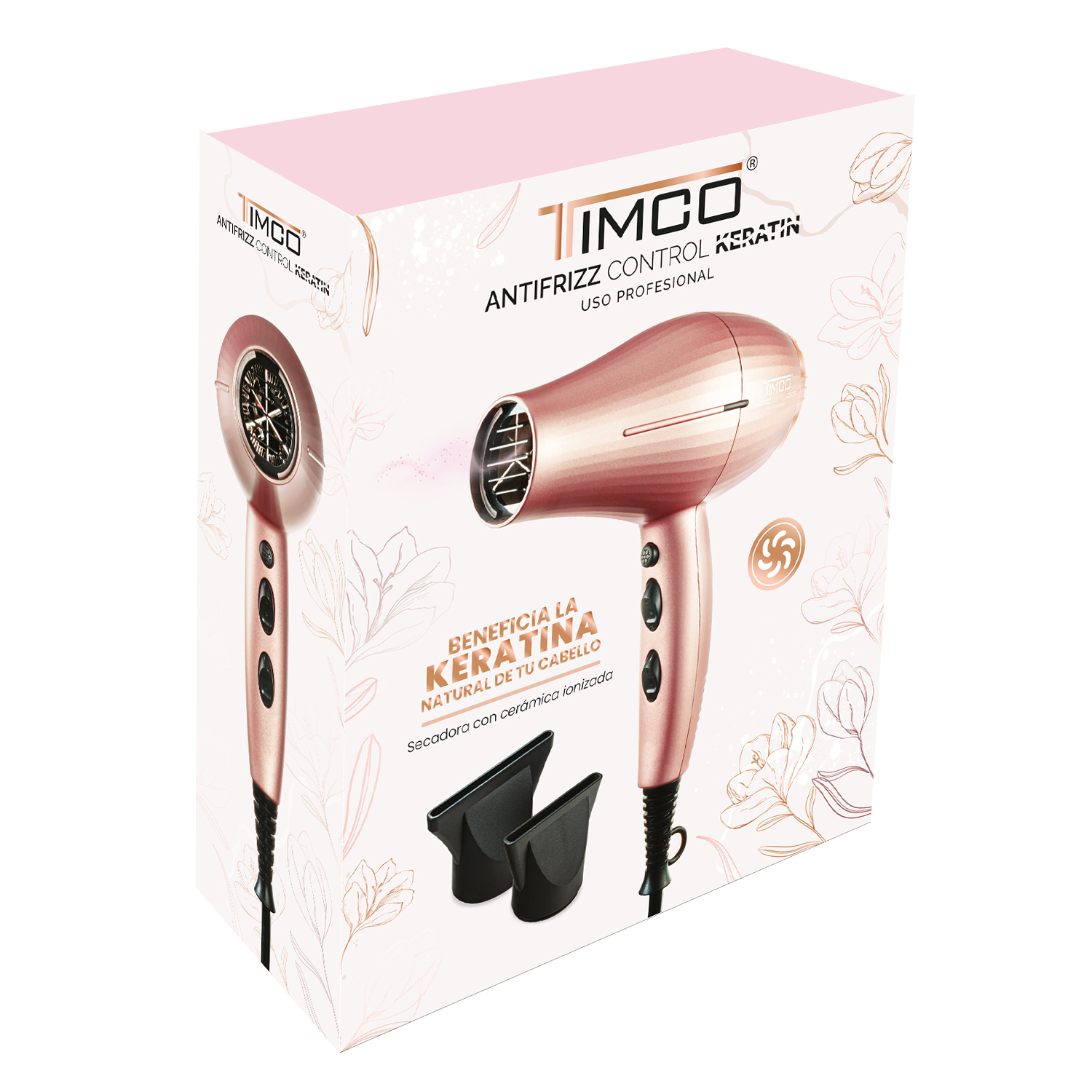 Secadora de Cabello Profesional Antifrizz Control Keratin Timco