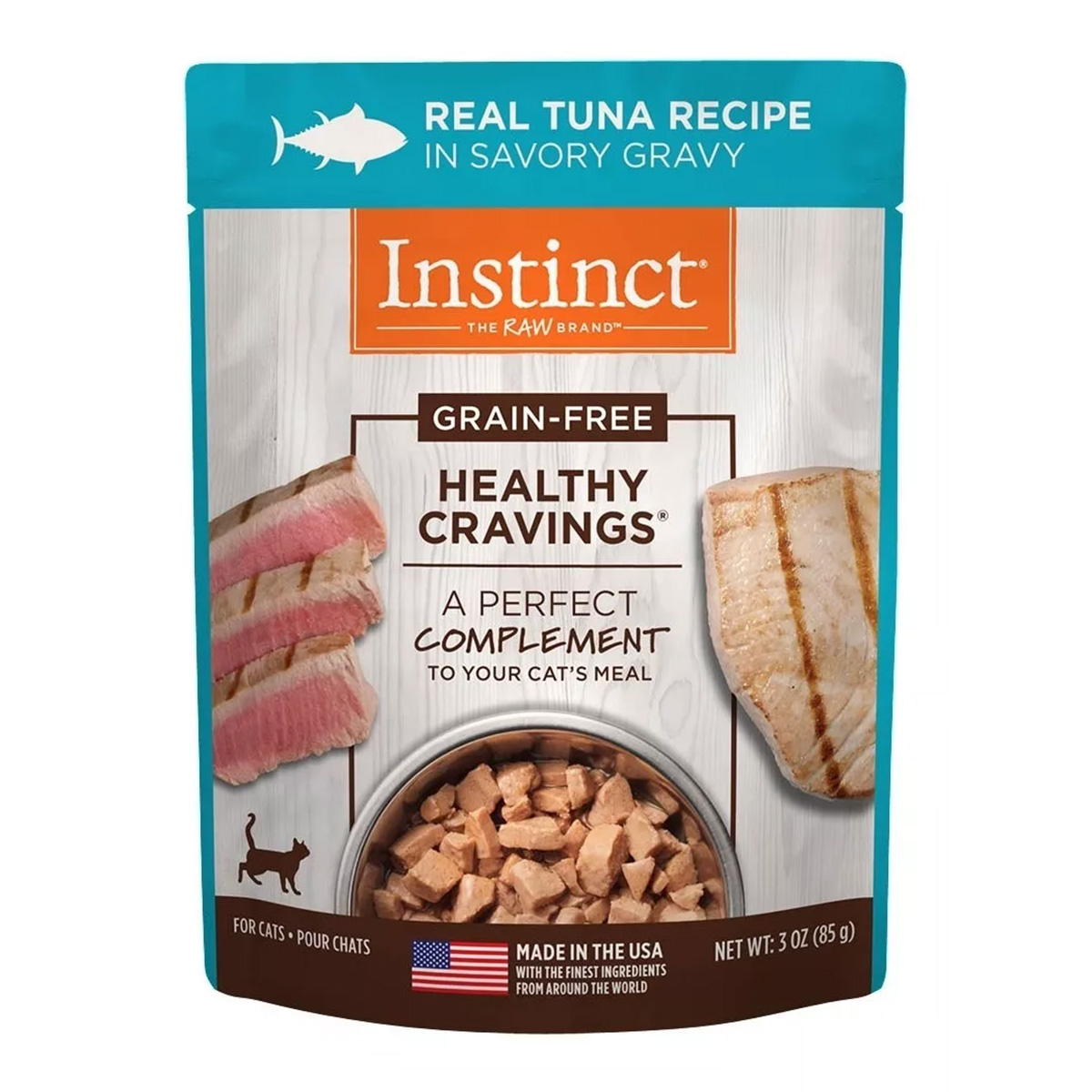 Instinct Alimento Húmedo Healthy Cravings para Gatos con Carne de Atún y libre de granos, 24 pack, sobres de 85 gramos c/u. 