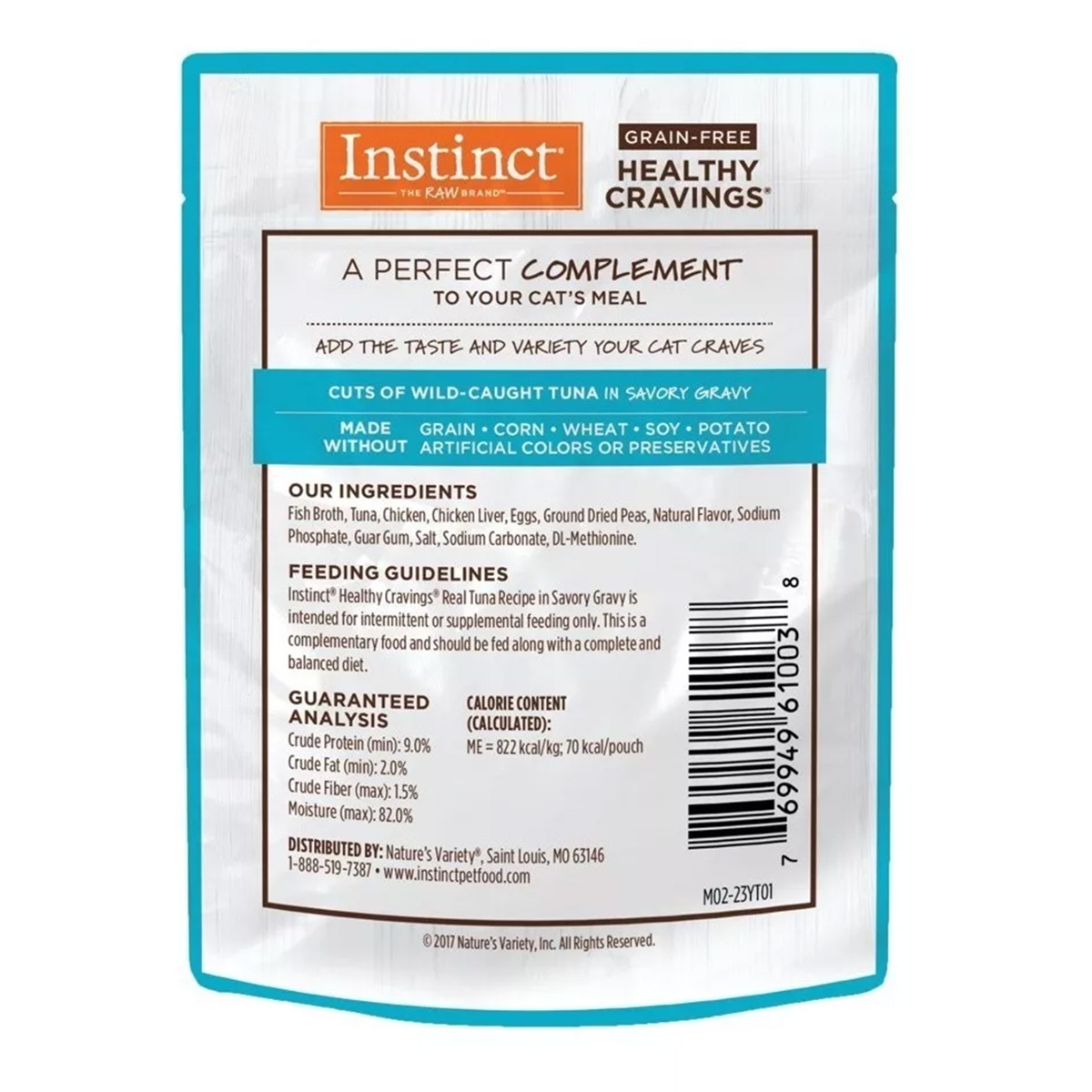 Instinct Alimento Húmedo Healthy Cravings para Gatos con Carne de Atún y libre de granos, 24 pack, sobres de 85 gramos c/u. 