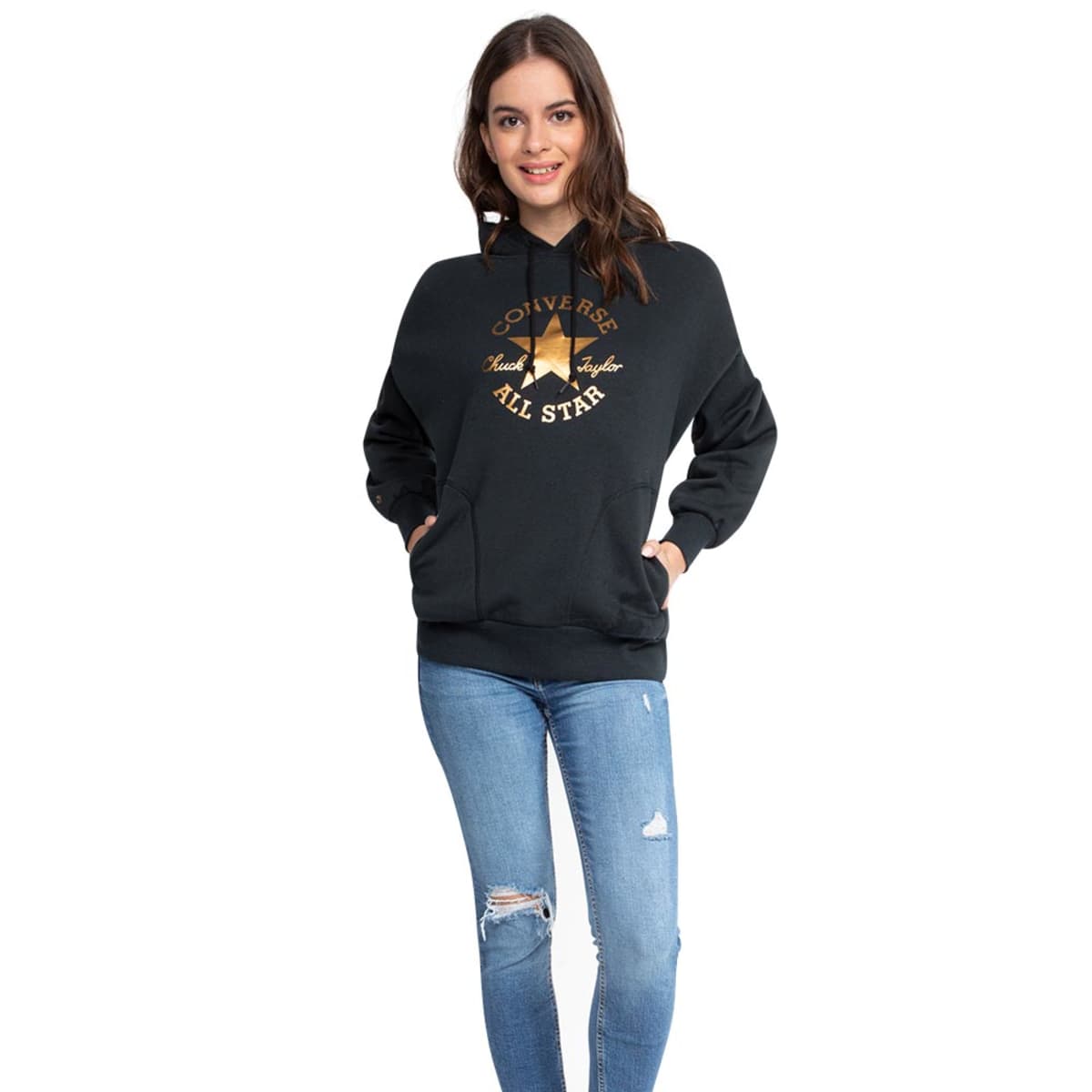 Sudadera All Star Chuck Taylor de Converse de mujer, color negro, mod. 1082371