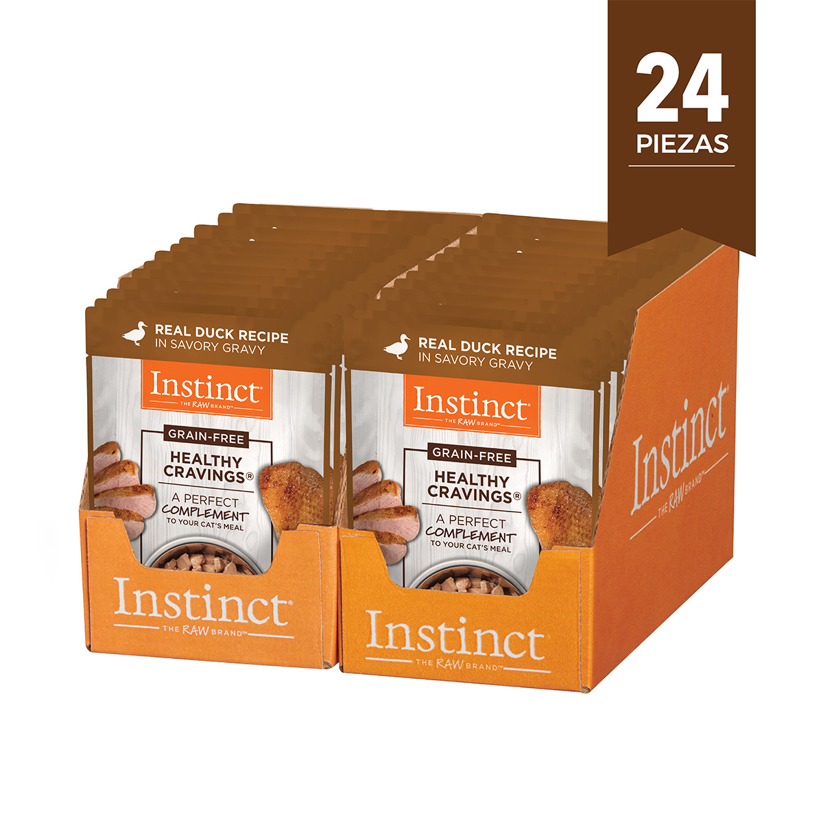 Instinct Alimento Húmedo Healthy Cravings para Gatos con Carne de Pato y libre de granos, 24 pack, sobres de 85 gramos c/u.