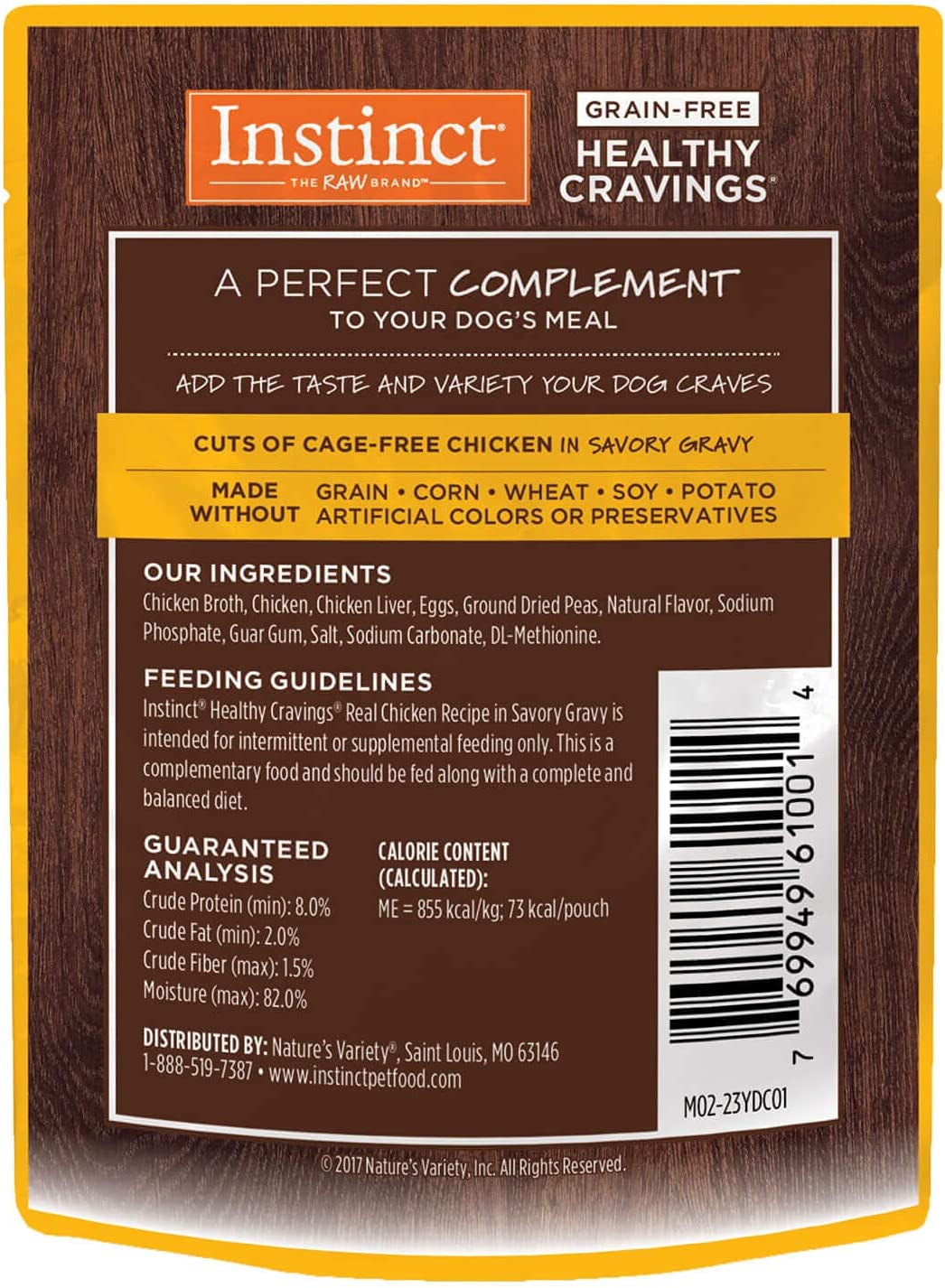 Instinct Alimento Húmedo Healthy Cravings para Perros, con Carne de Pollo 24 pack, sobres de 85 gramos c/u.