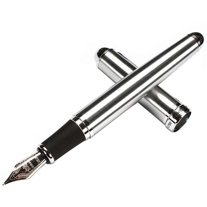 Bolígrafos Tipo Fuente de Calidad MXSVH-005-2 1pza 0,5mm Punta Plata 1 Tinta Azul Marino Acero Inoxidable Para Cartucho SmallCartri 3,4mm, SilverHouse