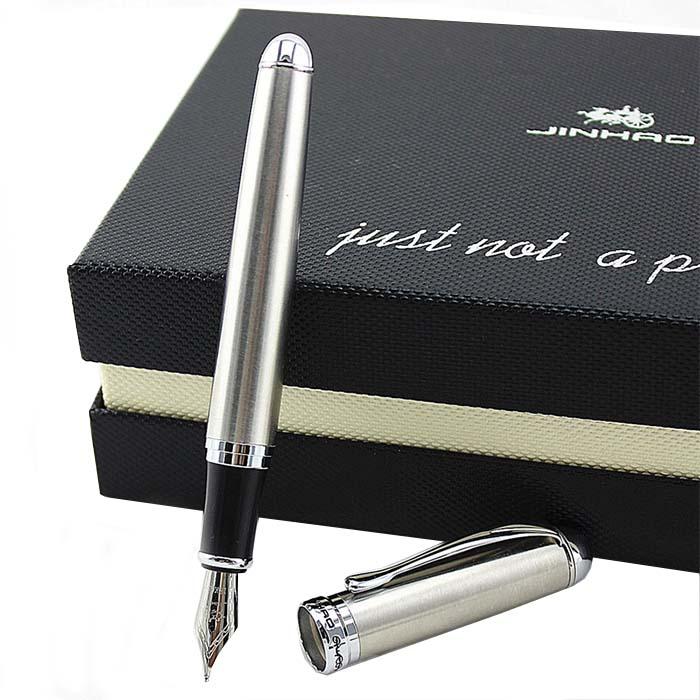 Bolígrafos Tipo Fuente de Calidad MXSVH-005-2 1pza 0,5mm Punta Plata 1 Tinta Azul Marino Acero Inoxidable Para Cartucho SmallCartri 3,4mm, SilverHouse