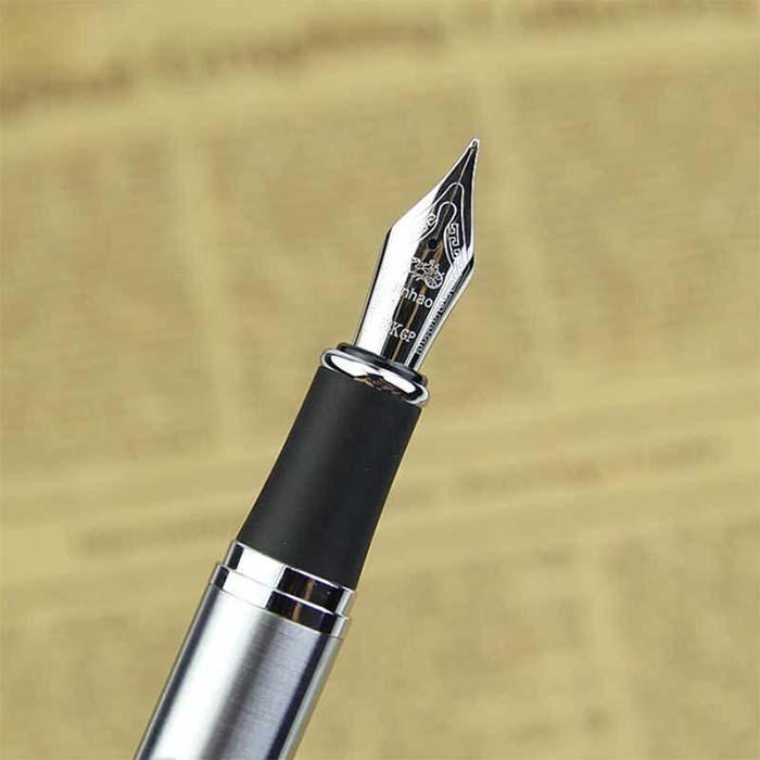 Bolígrafos Tipo Fuente de Calidad MXSVH-005-2 1pza 0,5mm Punta Plata 1 Tinta Azul Marino Acero Inoxidable Para Cartucho SmallCartri 3,4mm, SilverHouse