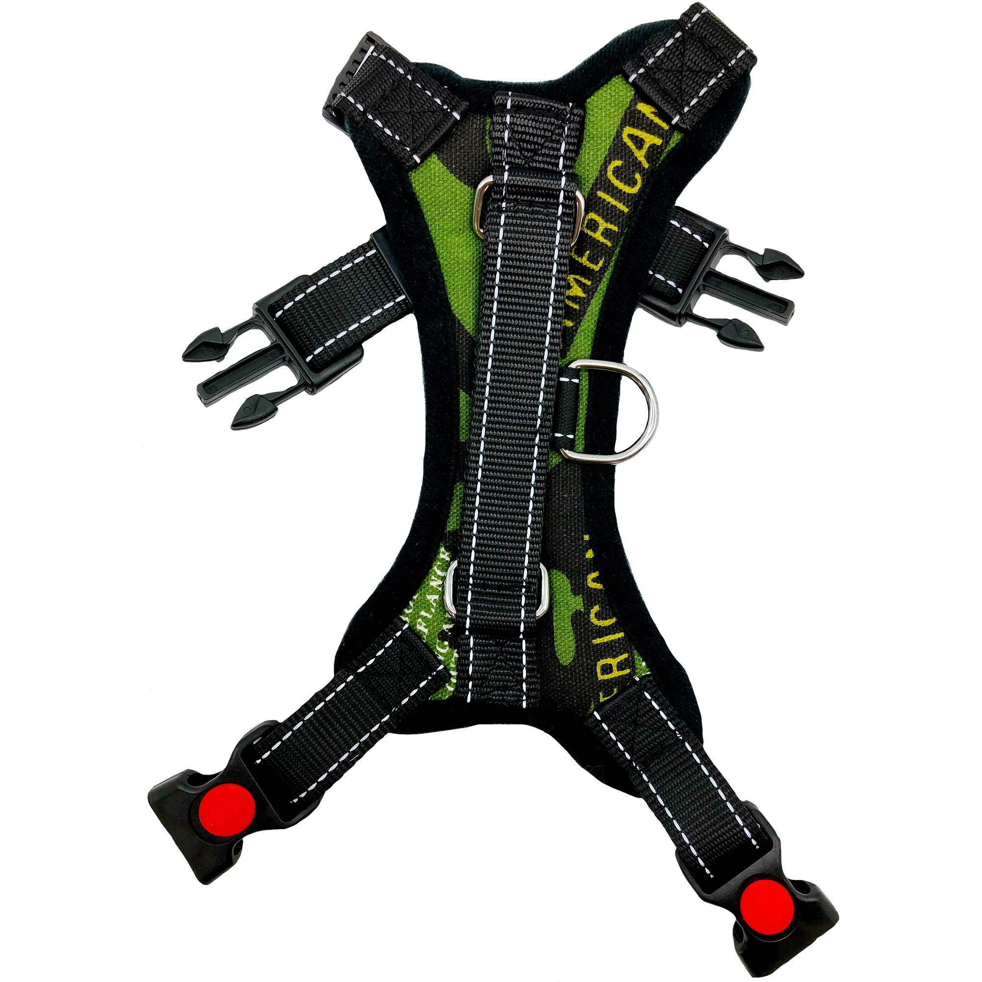 Arnés para Perro pechera de seguridad reflejante Ajustable Verde Militar.