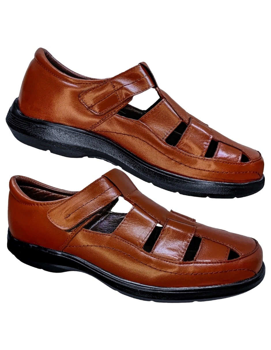 Huarache Especial Pie Delicado ó Diabético Hombre Amplio Café / Negro / Shedron