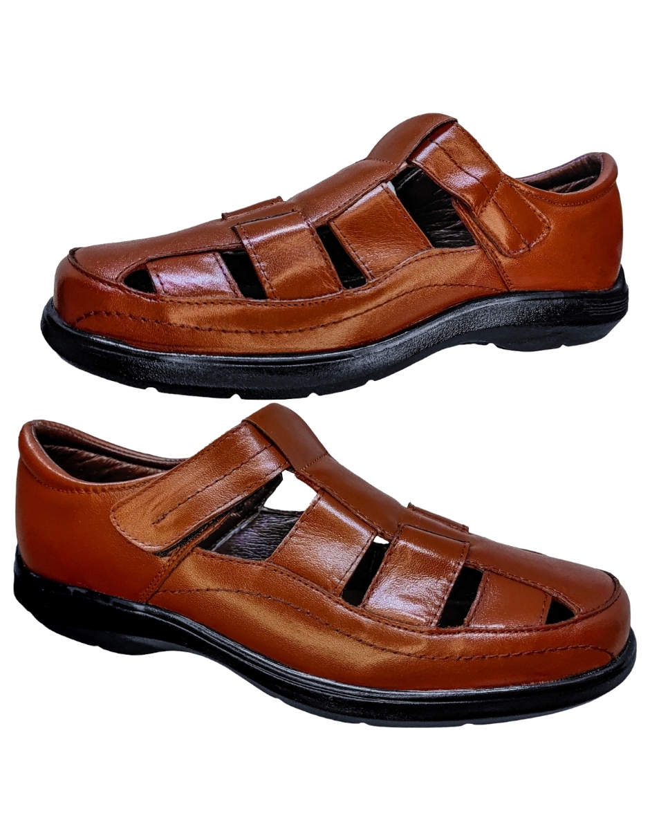 Huarache Especial Pie Delicado ó Diabético Hombre Amplio Café / Negro / Shedron