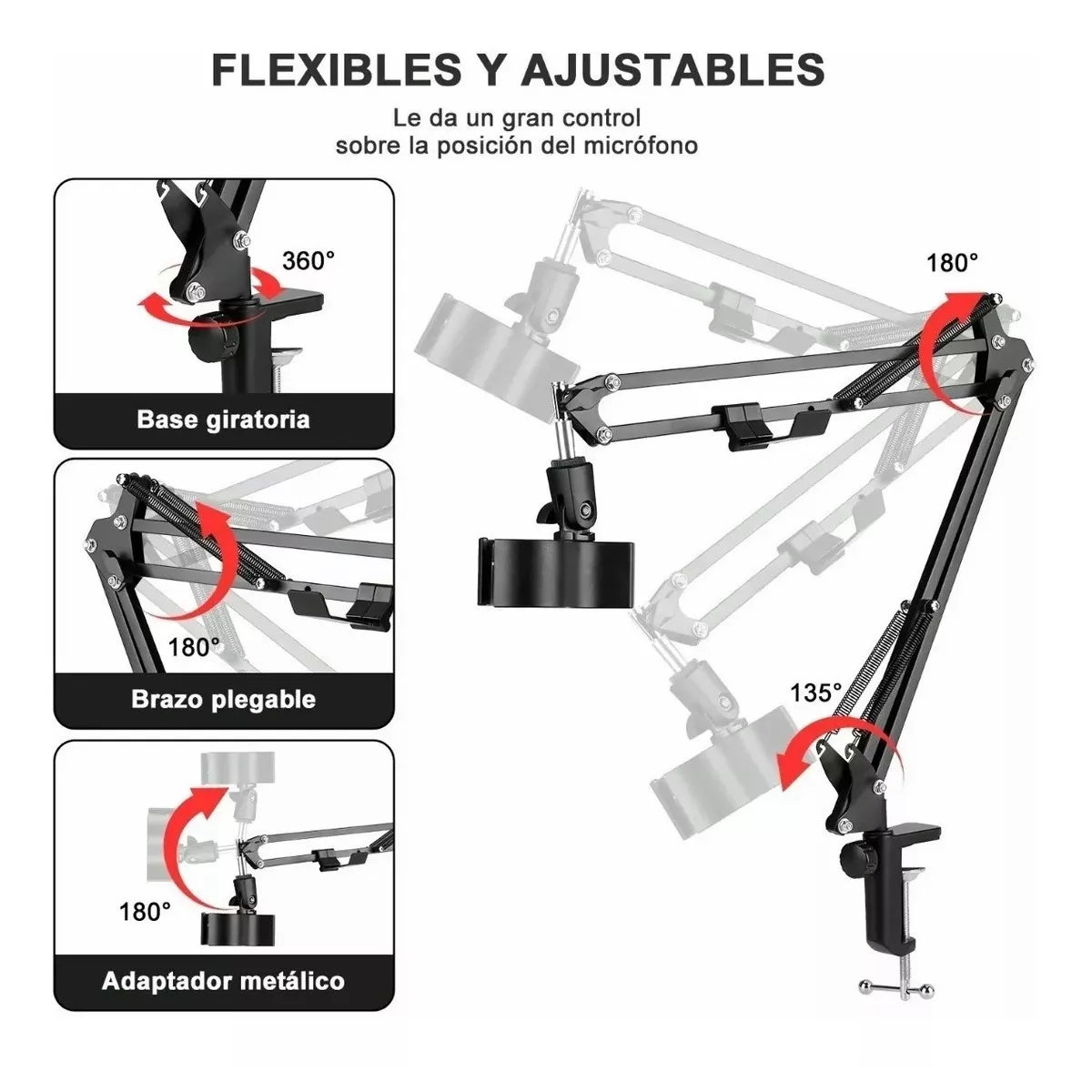 Soporte Brazo Micrófono Ajustable Para Estudio Profesional