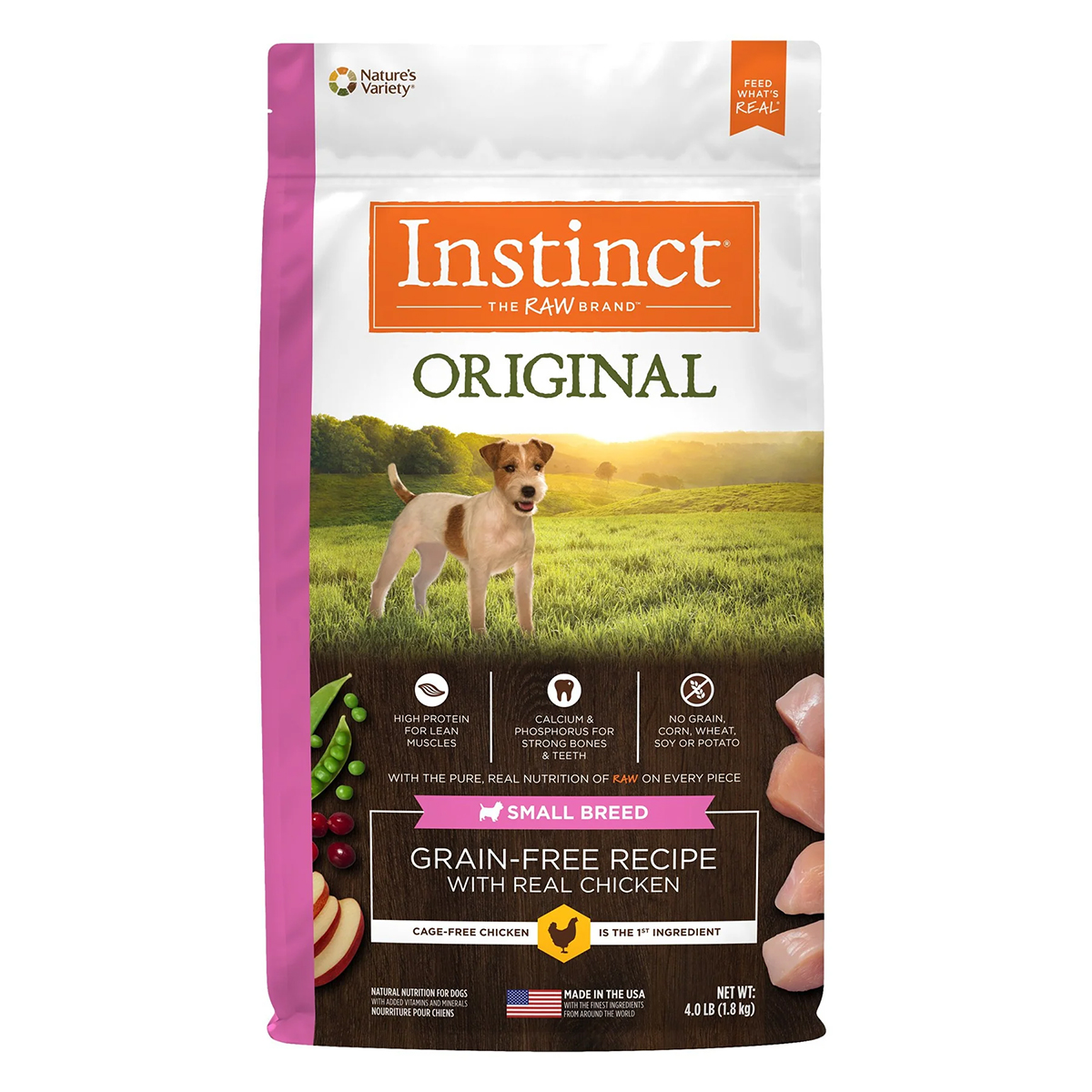 Instinct Original Alimento para Perros de Raza Pequeña con Carne de Pollo y libre de granos con croquetas recubiertas de carne cruda liofilizada 5kg