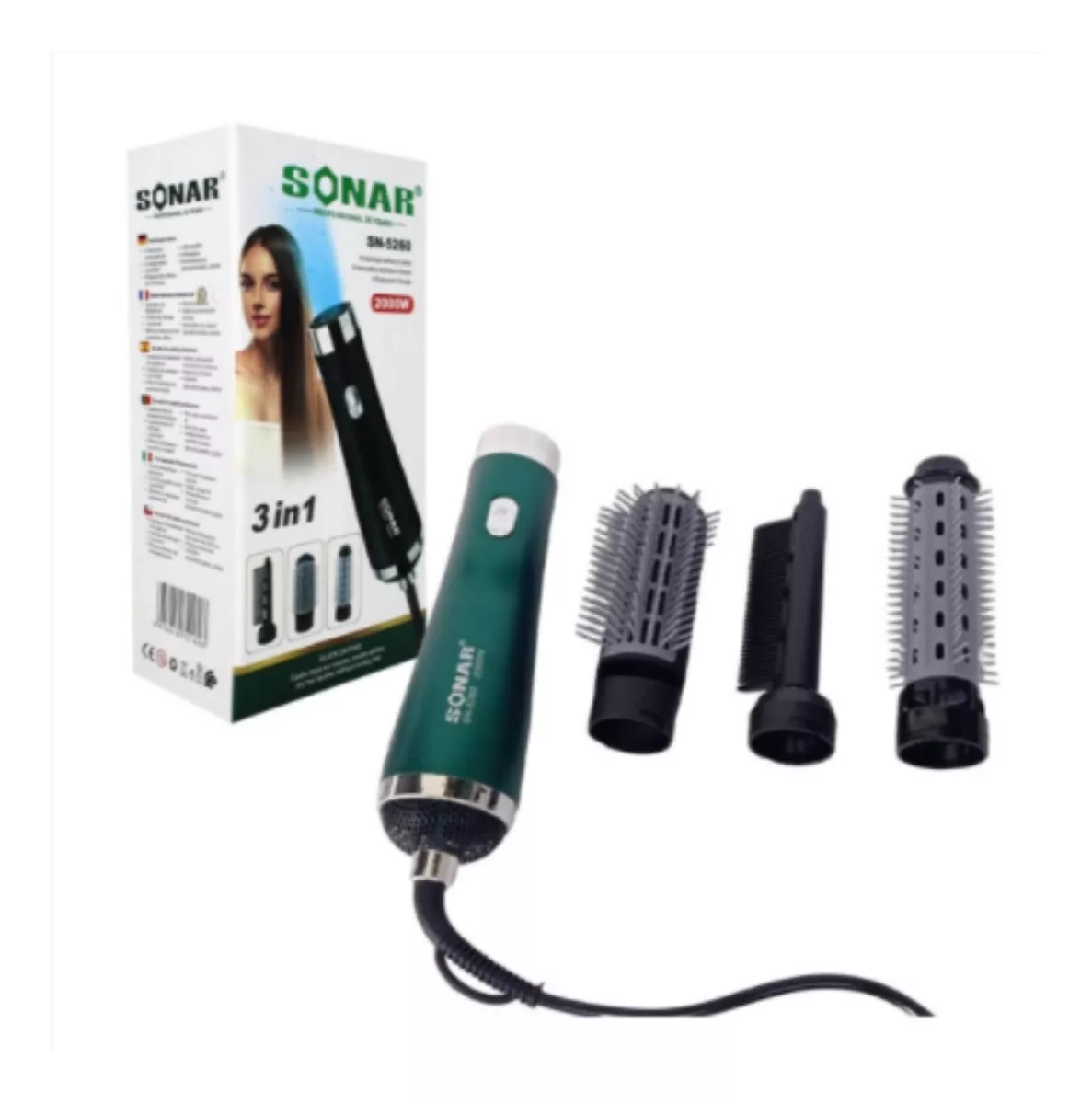 Cepillo Secador De Cabello Eléctrico Con Iones Sonar® 3 En 1 SN-5260