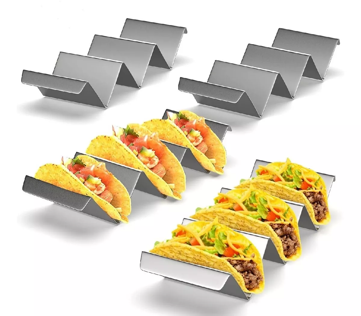 Plato Porta Tacos Acero Inoxidable 5 Piezas 