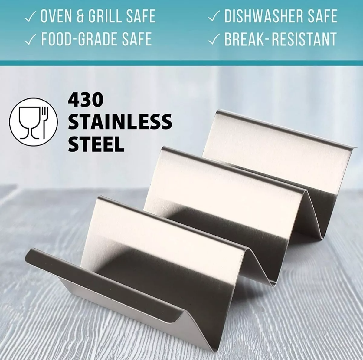 Plato Porta Tacos Acero Inoxidable 5 Piezas 