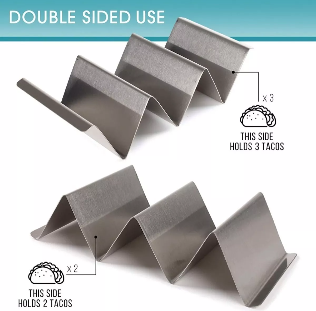 Plato Porta Tacos Acero Inoxidable 5 Piezas 