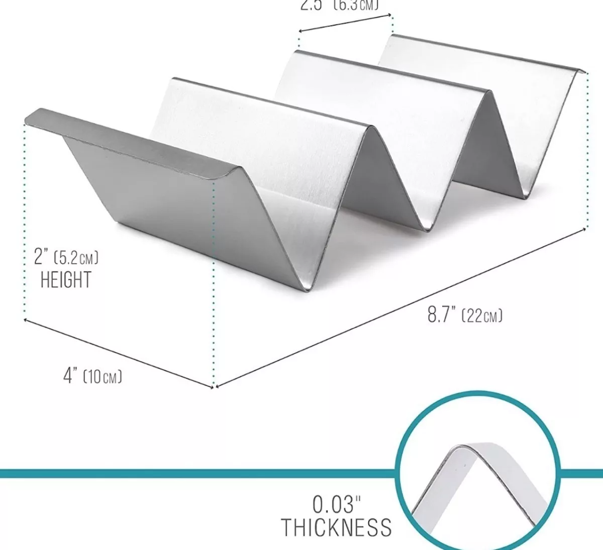 Plato Porta Tacos Acero Inoxidable 5 Piezas 